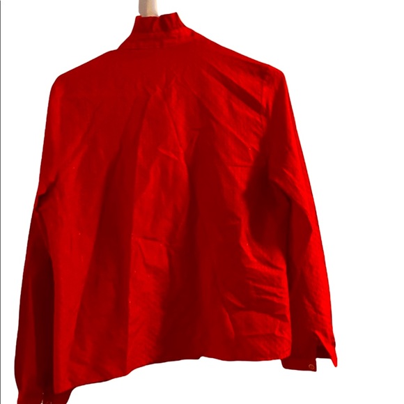 Vintage Ruffle Blouse by Miss Tee β Made in Canada π¨π¦ (Size M/L, Red) - Picture 5 of 7